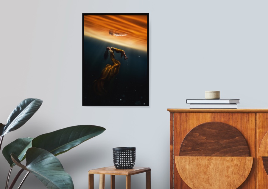 Ghost in a Shell, framed print shown on a wall