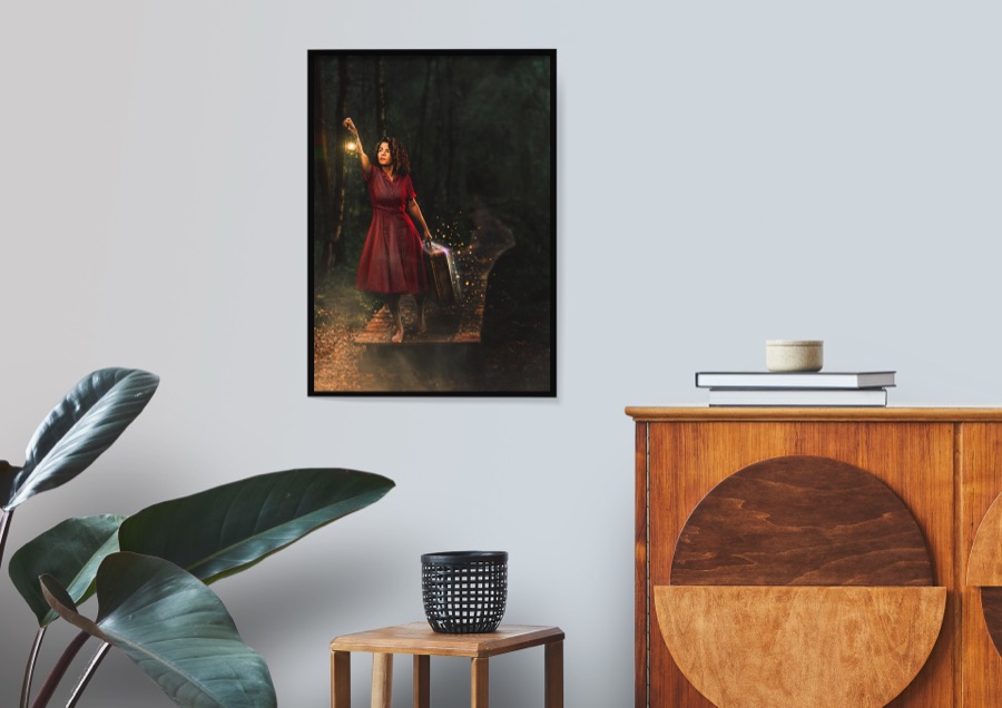 Runaway, framed print shown on a wall