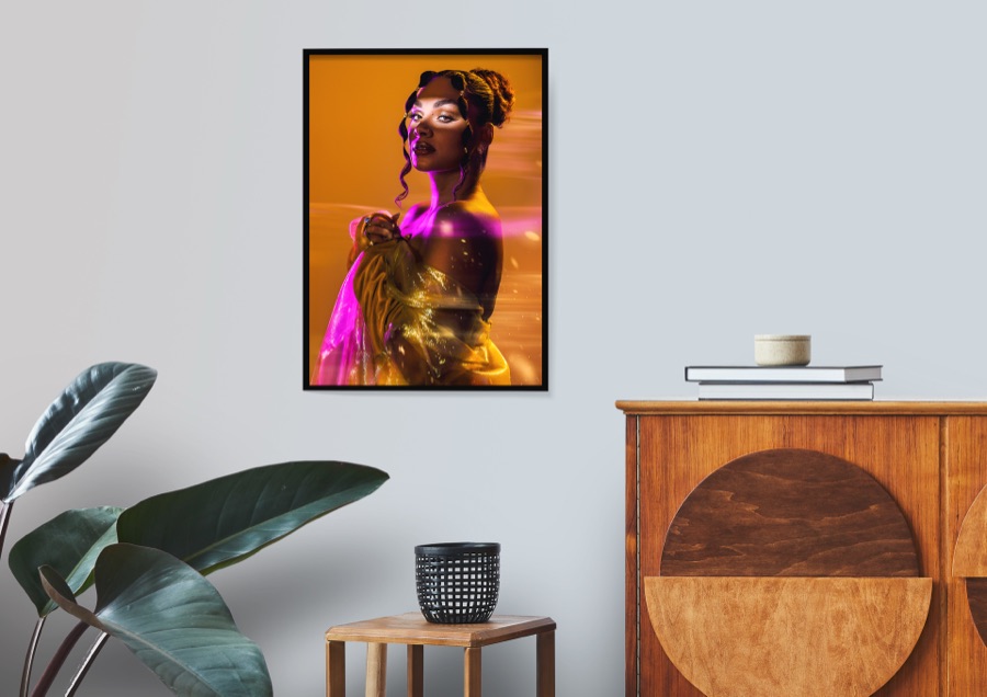 Goldrush, framed print shown on a wall