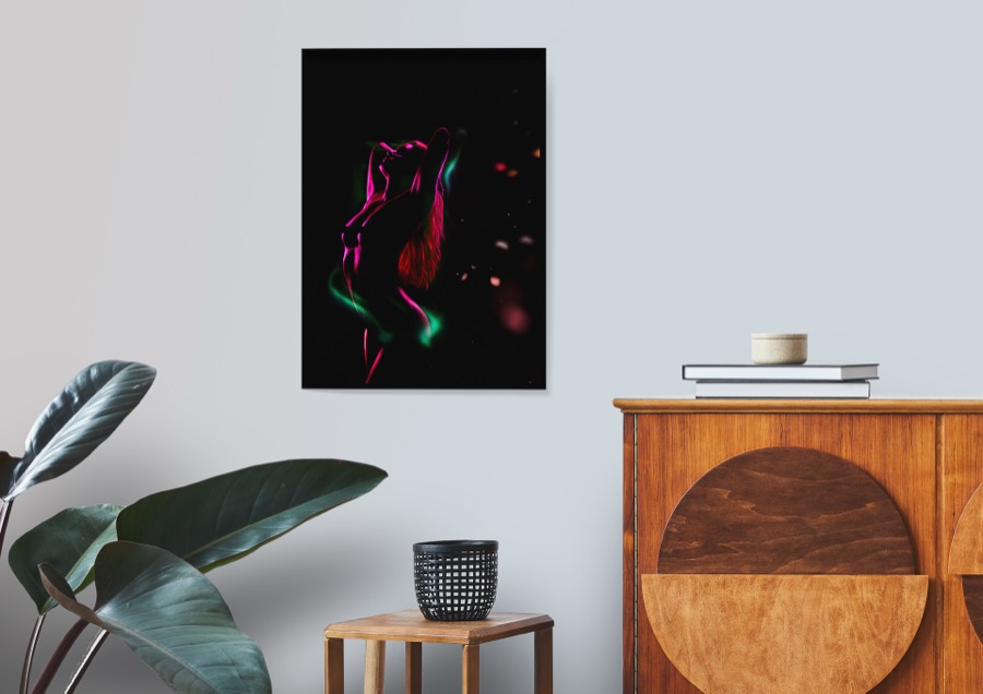 Northern Lights, framed print shown on a wall